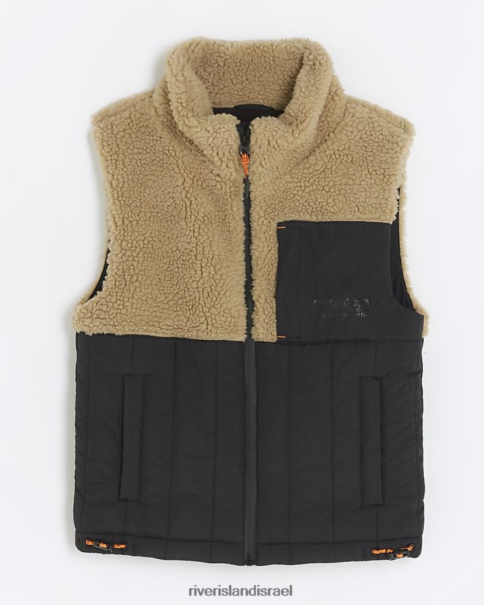 לבוש River Island b borg zip up gilet חום בנים BDZ4086797