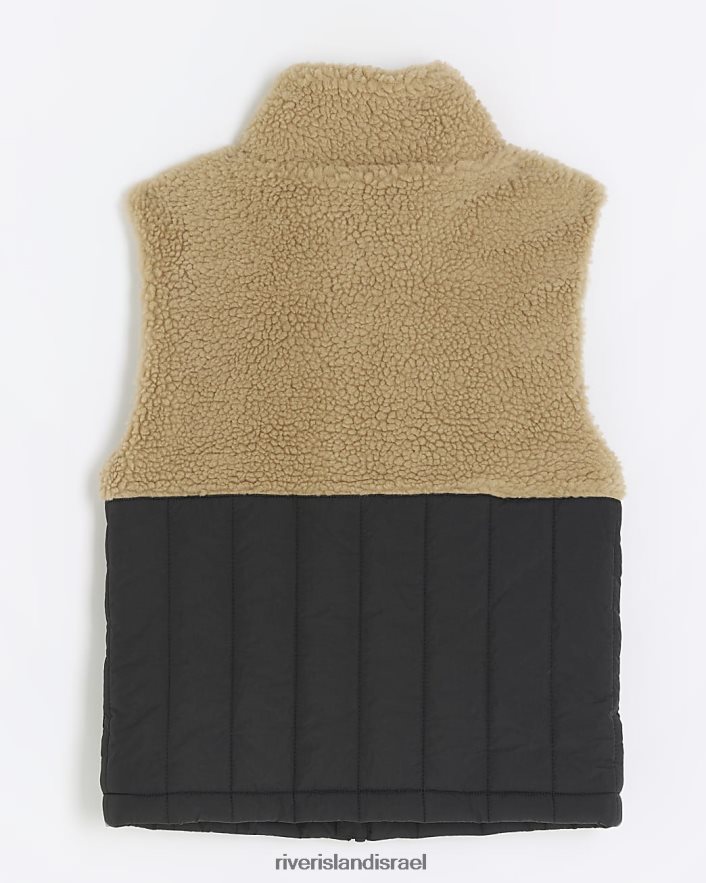 לבוש River Island b borg zip up gilet חום בנים BDZ4086797