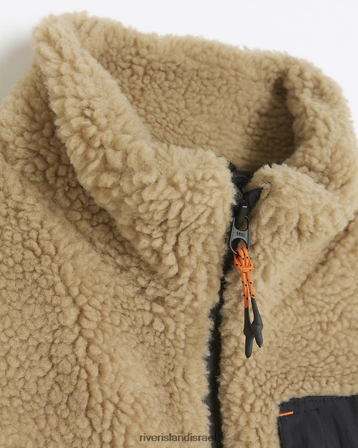 לבוש River Island b borg zip up gilet חום בנים BDZ4086797