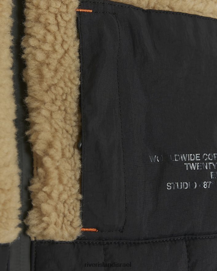 לבוש River Island b borg zip up gilet חום בנים BDZ4086797