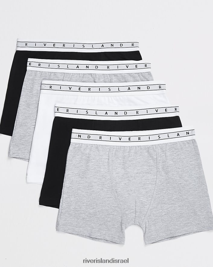 אביזרים River Island b mono ri רצועת מותן בוקסר 5 חבילה אפור בנים BDZ4083691