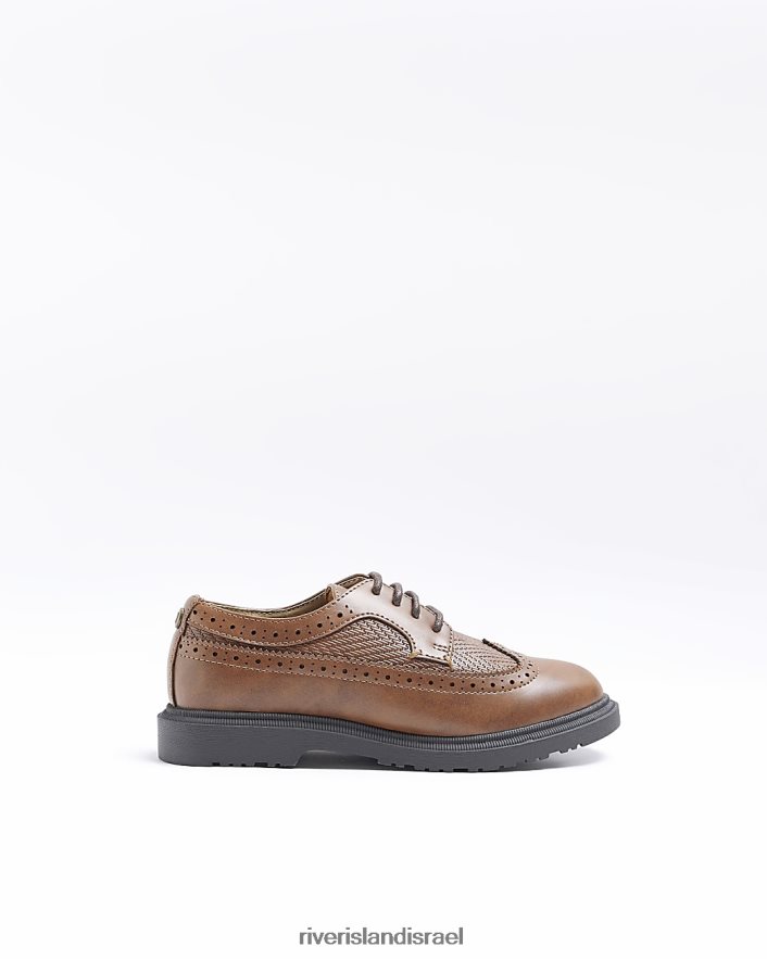 הַנעָלָה River Island b pu שרוכי נעלי brogue חום בנים BDZ4086905