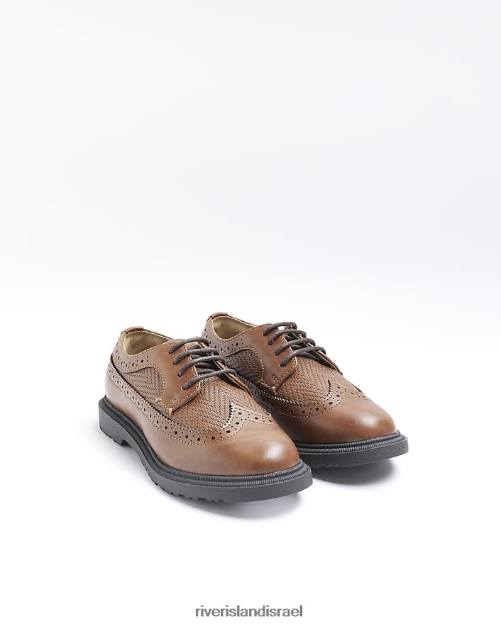 הַנעָלָה River Island b pu שרוכי נעלי brogue חום בנים BDZ4086905