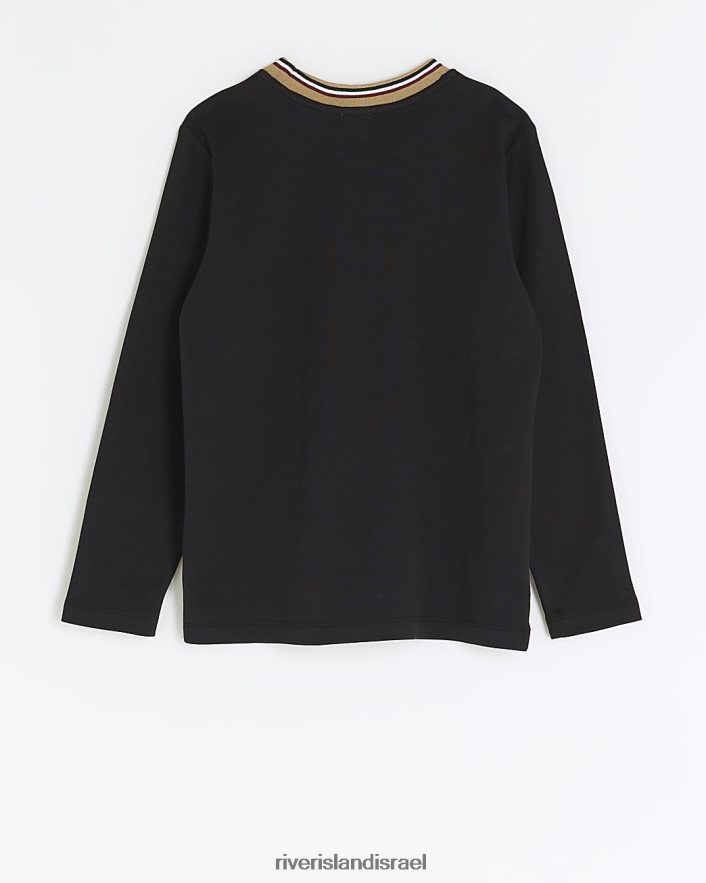 לבוש River Island b ri חולצת טריקו עם שרוולים ארוכים שָׁחוֹר בנים BDZ4083620