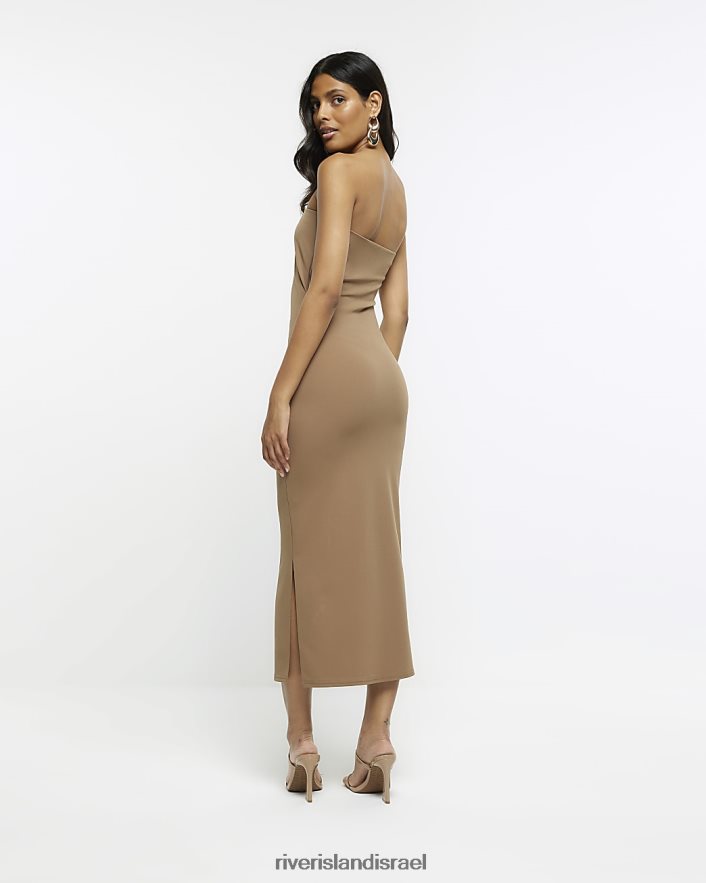 לבוש River Island שמלת מידי של bandeau bodycon חום נשים BDZ4081357
