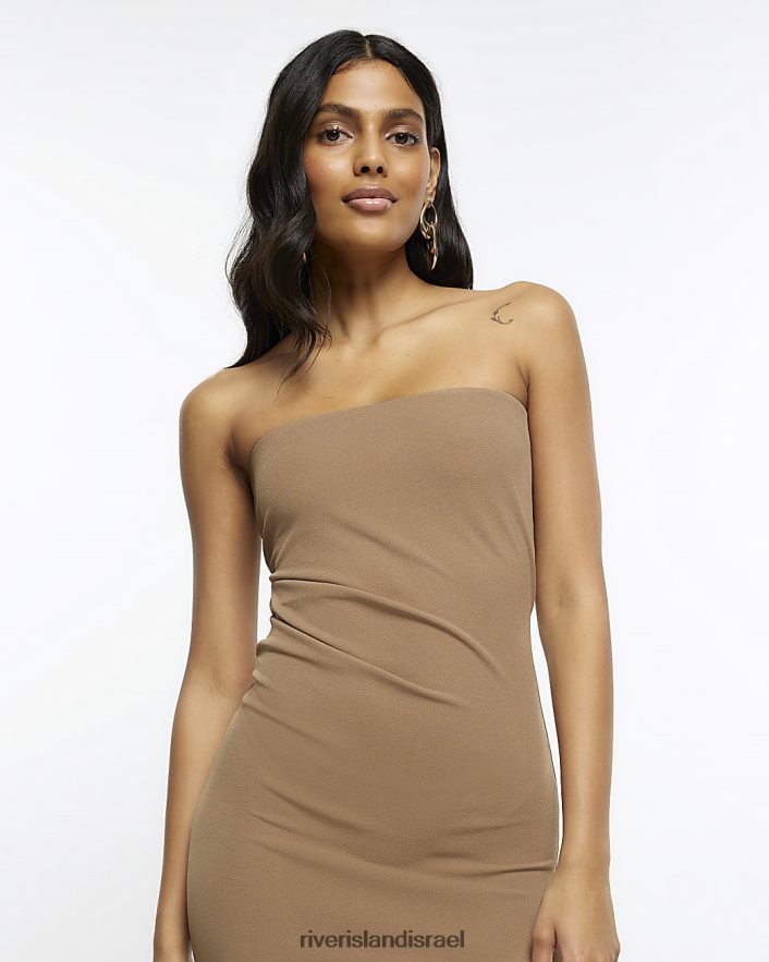 לבוש River Island שמלת מידי של bandeau bodycon חום נשים BDZ4081357