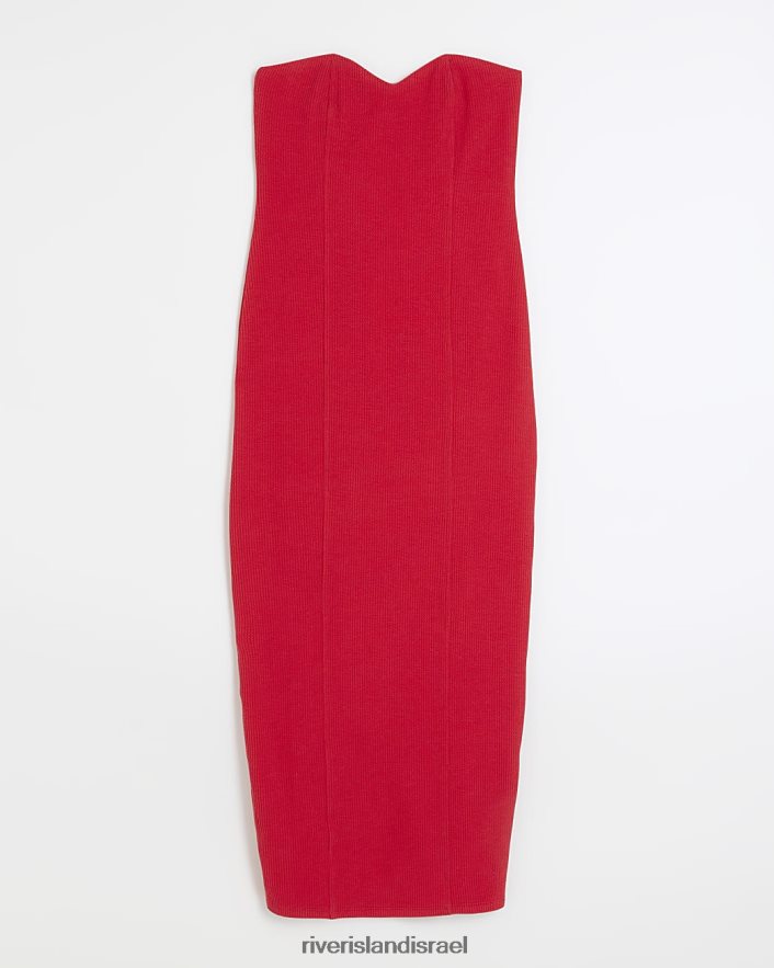 לבוש River Island שמלת מידי של bandeau bodycon אָדוֹם נשים BDZ4084293
