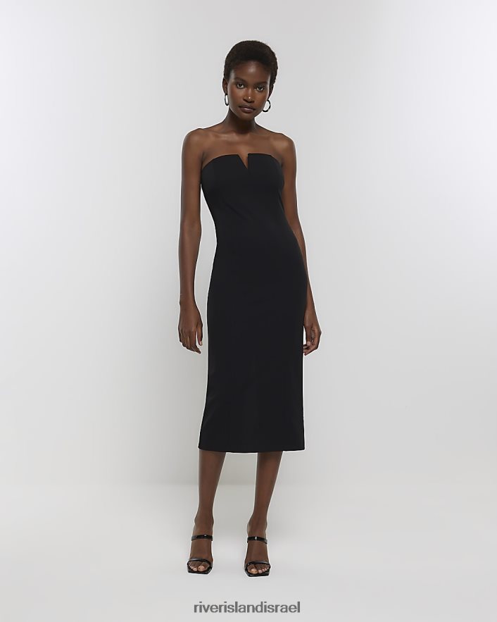 לבוש River Island שמלת מידי של bandeau bodycon שָׁחוֹר נשים BDZ408460