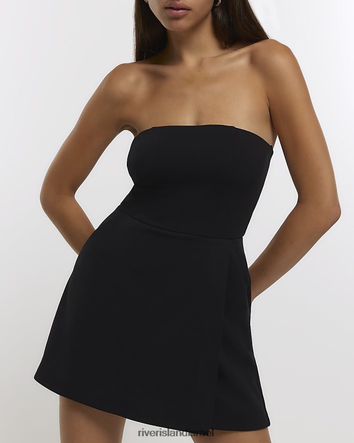 לבוש River Island חליפת משחק של bandeau skort שָׁחוֹר נשים BDZ4084610