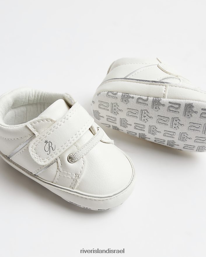 הַנעָלָה River Island נעלי שרוכים בוולקרו של bb לבן בנות BDZ4086597