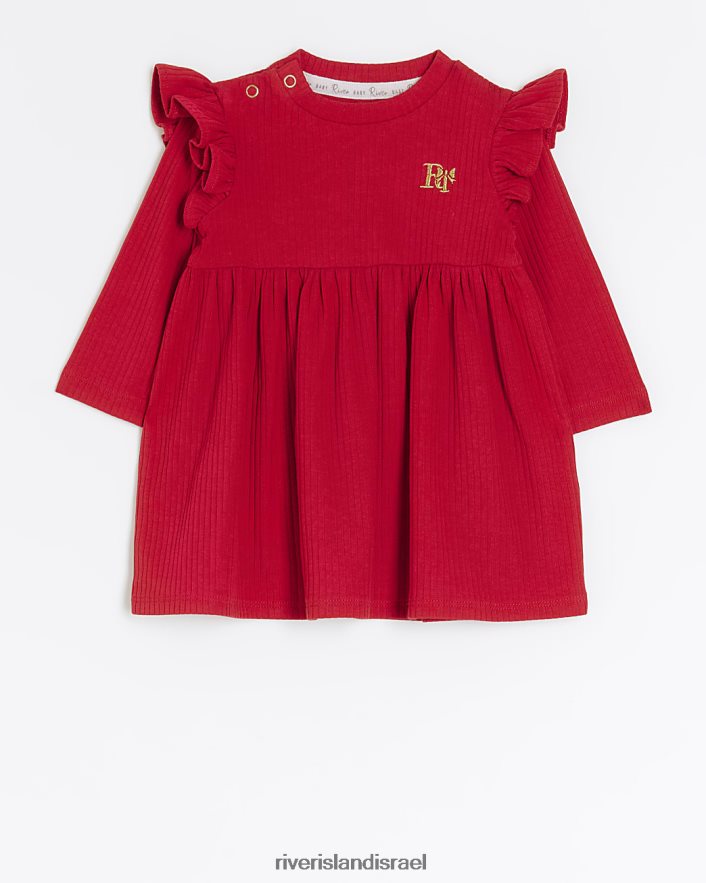 לבוש River Island שמלה אורגנית עם שרוולים ארוכים של bg אָדוֹם בנות BDZ4083494