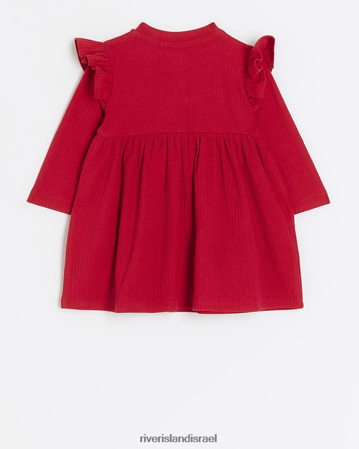 לבוש River Island שמלה אורגנית עם שרוולים ארוכים של bg אָדוֹם בנות BDZ4083494