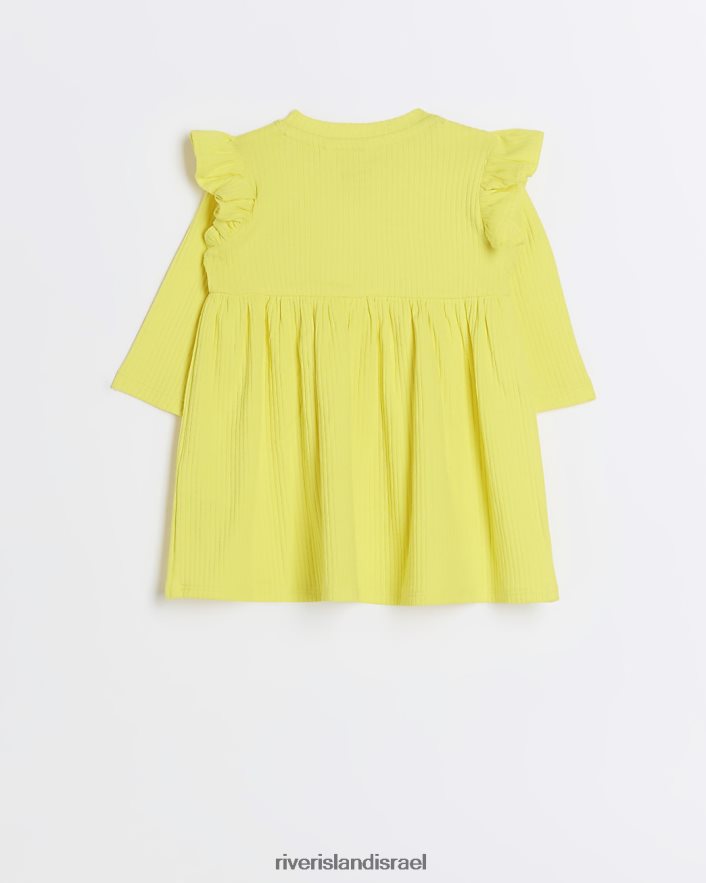 לבוש River Island שמלה אורגנית עם שרוולים ארוכים של bg צהוב בנות BDZ4083495