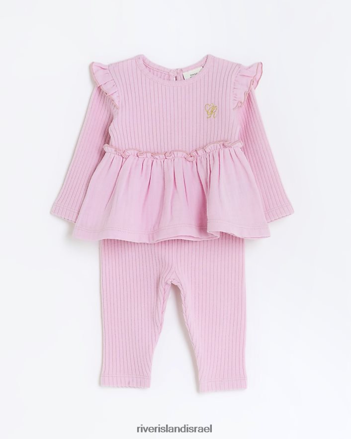 לבוש River Island תלבושת פפלום מצולעת של bg וָרוֹד בנות BDZ4083541