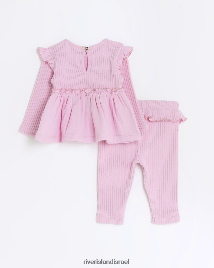 לבוש River Island תלבושת פפלום מצולעת של bg וָרוֹד בנות BDZ4083541