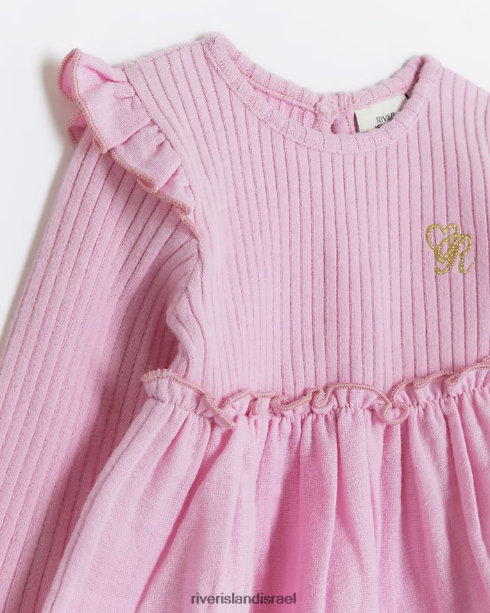 לבוש River Island תלבושת פפלום מצולעת של bg וָרוֹד בנות BDZ4083541