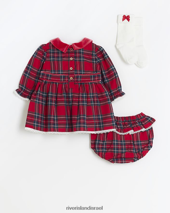 לבוש River Island סט שמלות בגוון קטיפה bg אָדוֹם בנות BDZ4086575