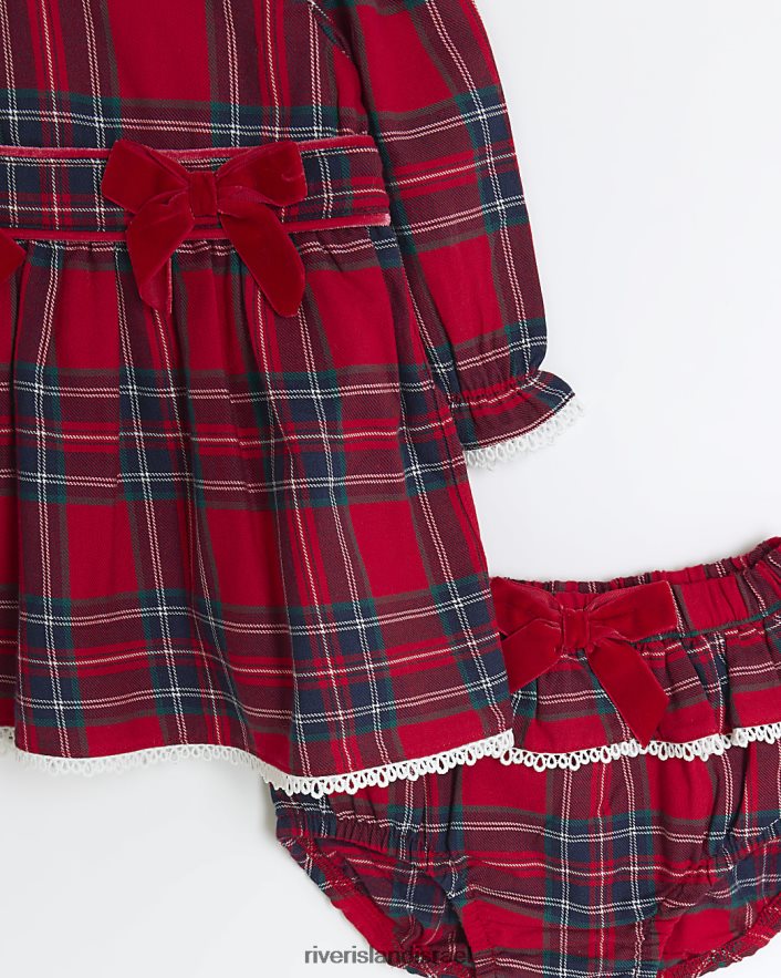 לבוש River Island סט שמלות בגוון קטיפה bg אָדוֹם בנות BDZ4086575