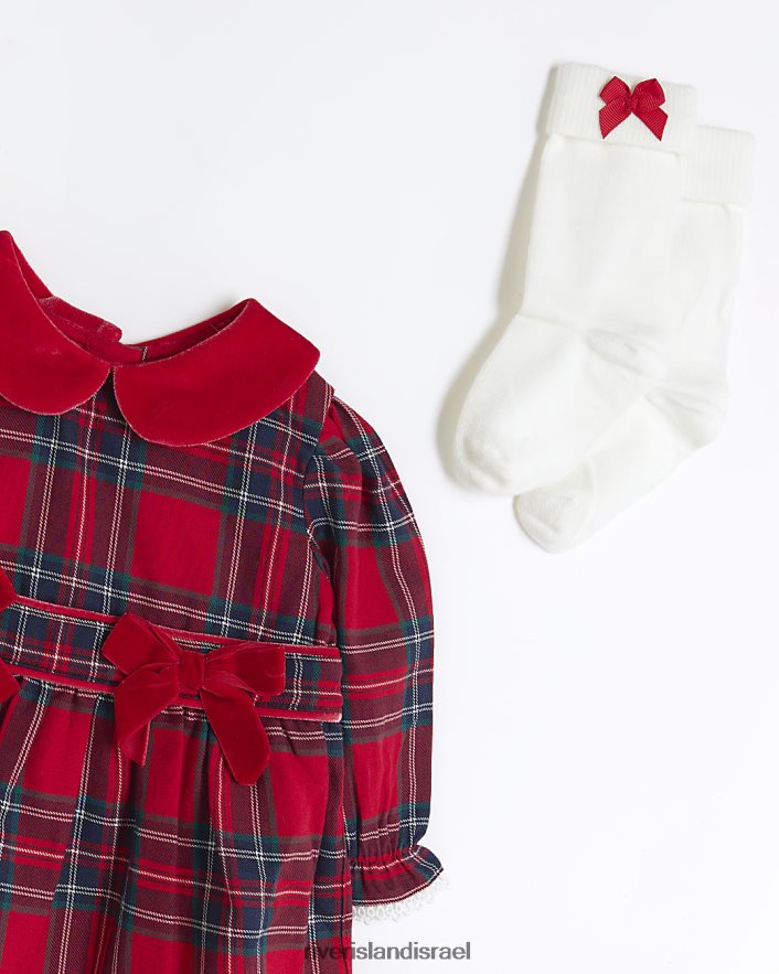 לבוש River Island סט שמלות בגוון קטיפה bg אָדוֹם בנות BDZ4086575