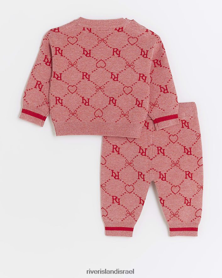לבוש River Island סט מגשרים מונוגרמה של bg ri וָרוֹד בנות BDZ4086585