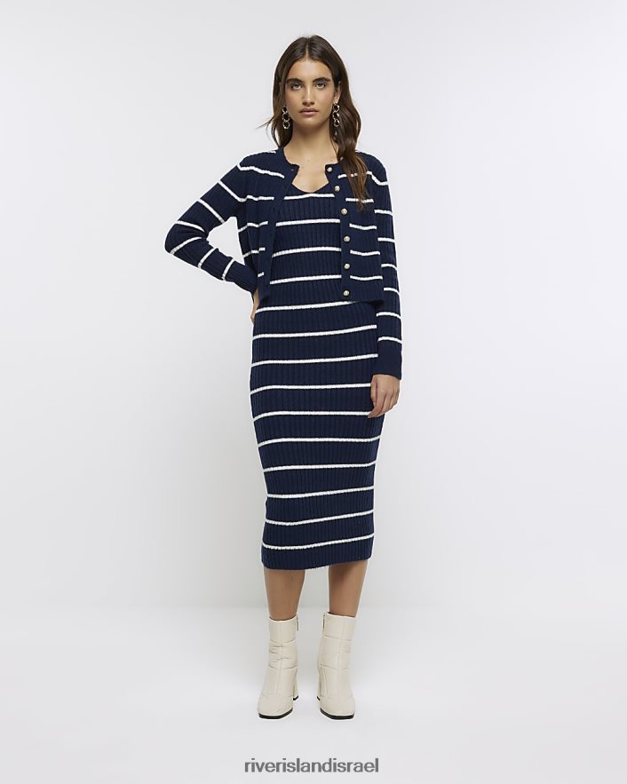 לבוש River Island סט שמלת מידי bodycon בפס סרוג חיל הים נשים BDZ408108
