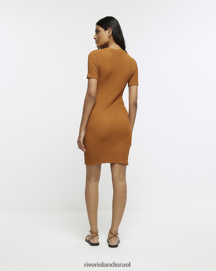 לבוש River Island שמלת מיני bodycon בעלת מרקם חום נשים BDZ4081103