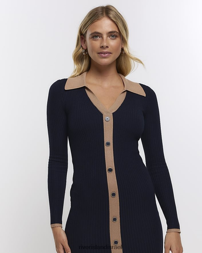 לבוש River Island שמלת מידי מכופתרת של bodycon חיל הים נשים BDZ4081332