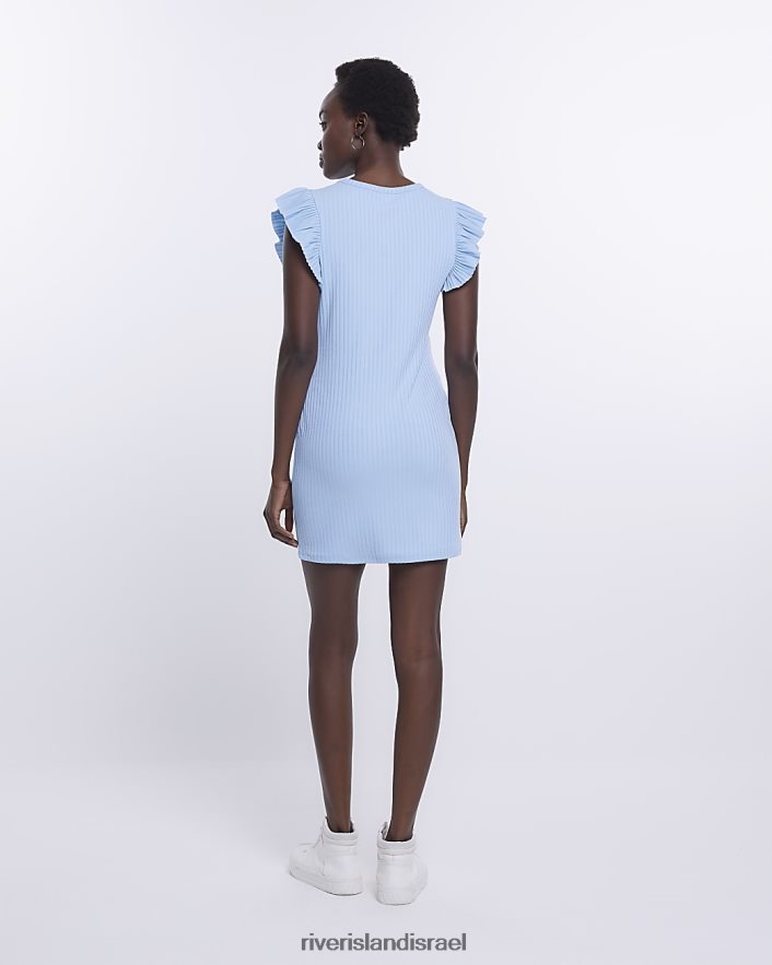 לבוש River Island שמלת מיני bodycon עם צלעות סלסול כְּחוֹל נשים BDZ4081557
