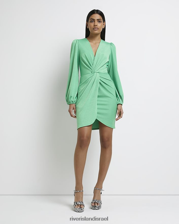 לבוש River Island שמלת מיני bodycon עם טוויסט קדמי ירוק נשים BDZ4081625