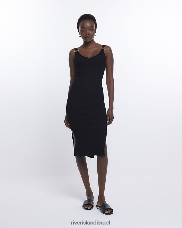 לבוש River Island שמלת מידי סרוגה bodycon שָׁחוֹר נשים BDZ4081746