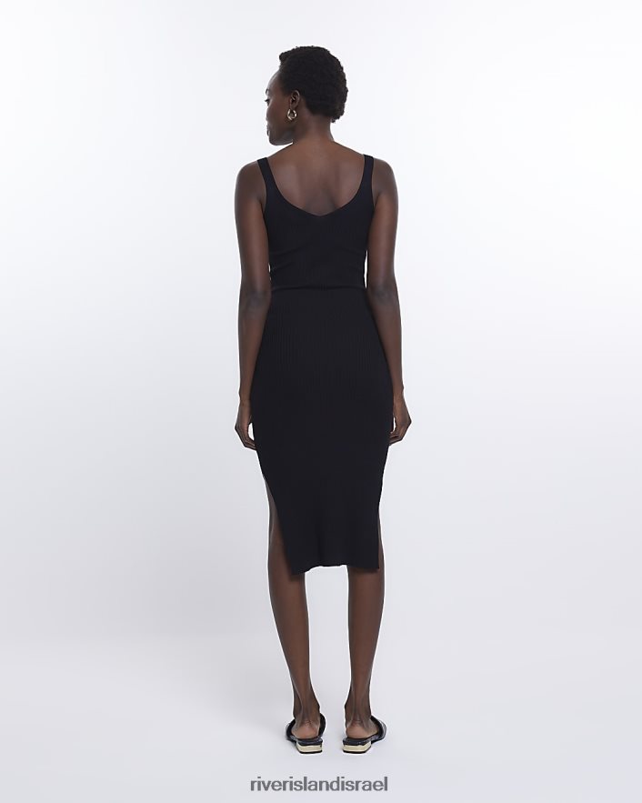 לבוש River Island שמלת מידי סרוגה bodycon שָׁחוֹר נשים BDZ4081746