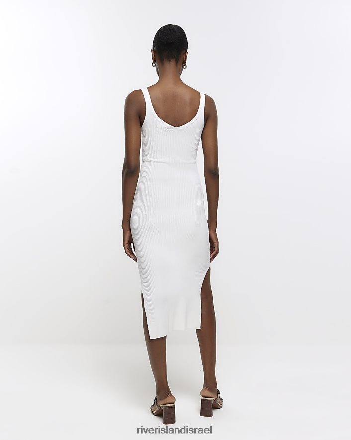 לבוש River Island שמלת מידי סרוגה bodycon לבן נשים BDZ4081749