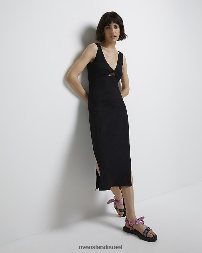 לבוש River Island שמלת מידי סרוגה bodycon שָׁחוֹר נשים BDZ4081924