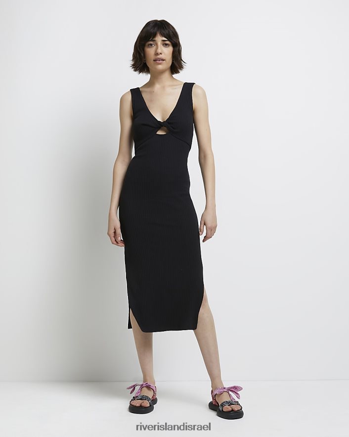 לבוש River Island שמלת מידי סרוגה bodycon שָׁחוֹר נשים BDZ4081924