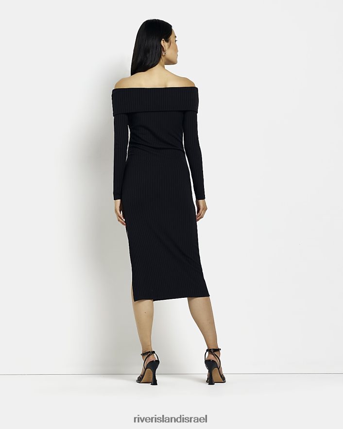 לבוש River Island שמלת מידי של ברדו bodycon שָׁחוֹר נשים BDZ4081993