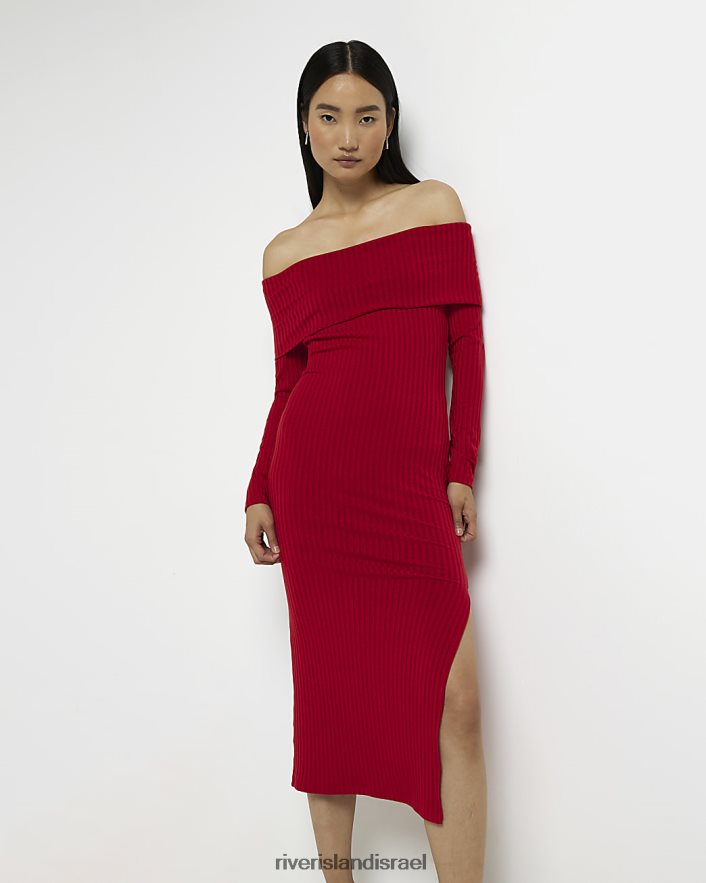 לבוש River Island שמלת מידי של ברדו bodycon אָדוֹם נשים BDZ4081994