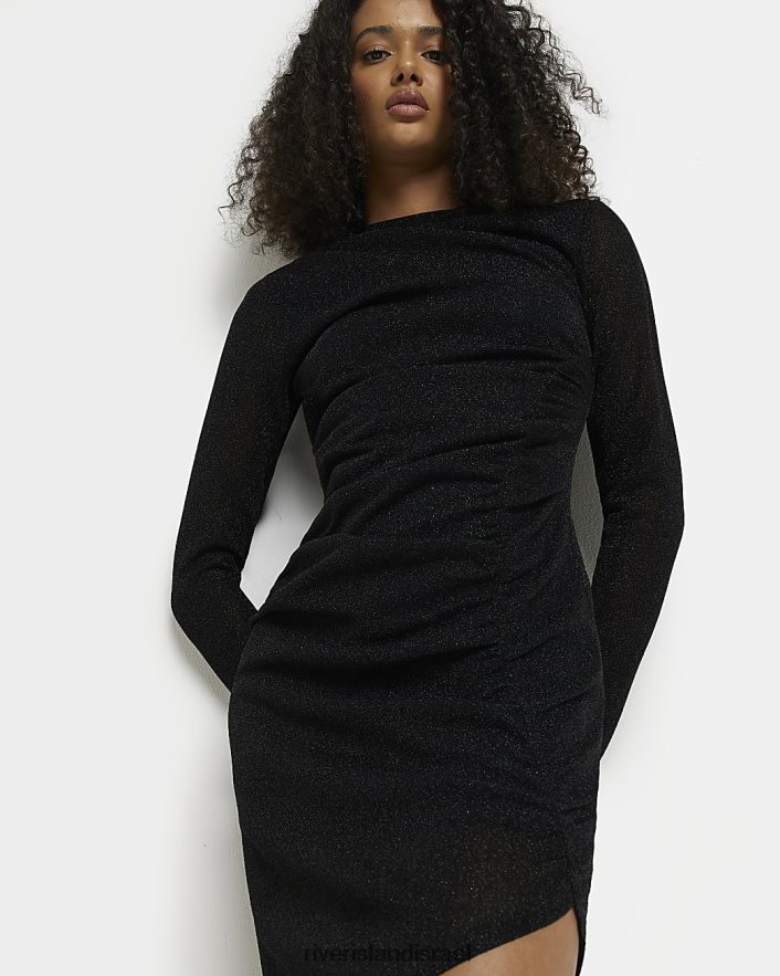לבוש River Island שמלת מידי מרופטת של bodycon שָׁחוֹר נשים BDZ4082045