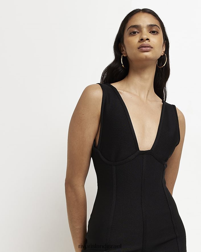 לבוש River Island שמלת מידי bodycon ללא שרוולים שָׁחוֹר נשים BDZ4082077