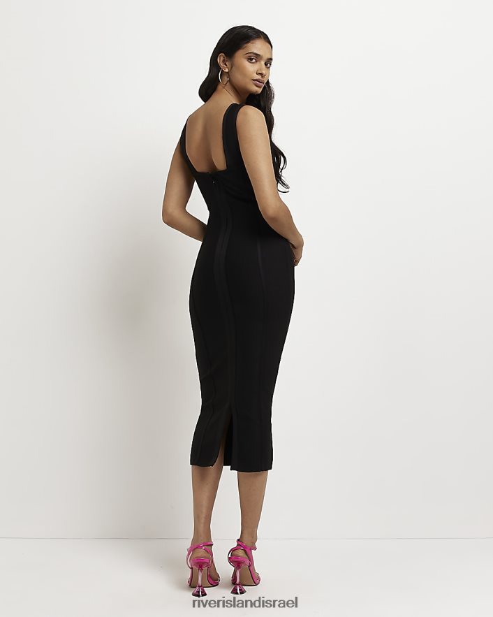 לבוש River Island שמלת מידי bodycon ללא שרוולים שָׁחוֹר נשים BDZ4082077