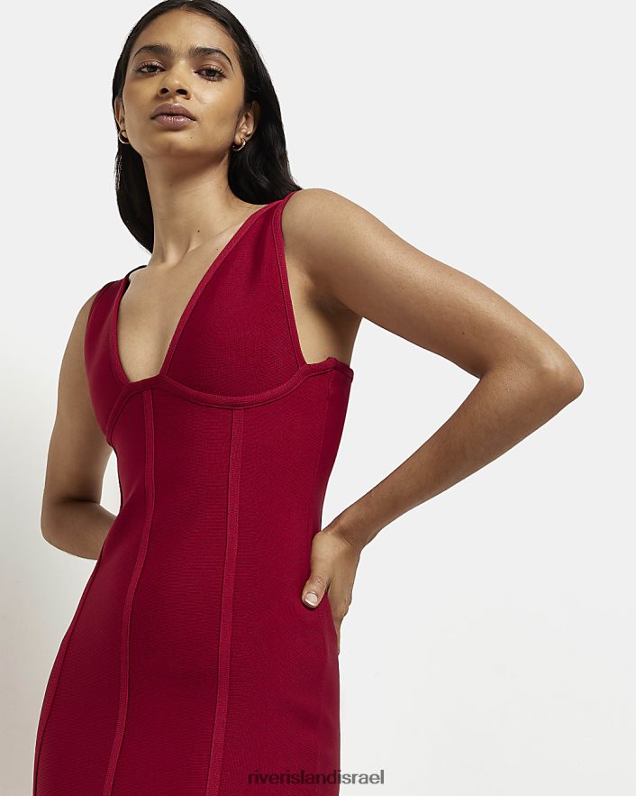 לבוש River Island שמלת מידי bodycon ללא שרוולים אָדוֹם נשים BDZ4082078