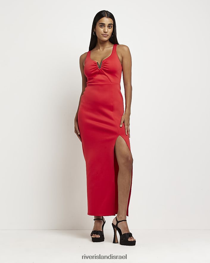 לבוש River Island שמלת מקסי של bodycon אָדוֹם נשים BDZ4082147