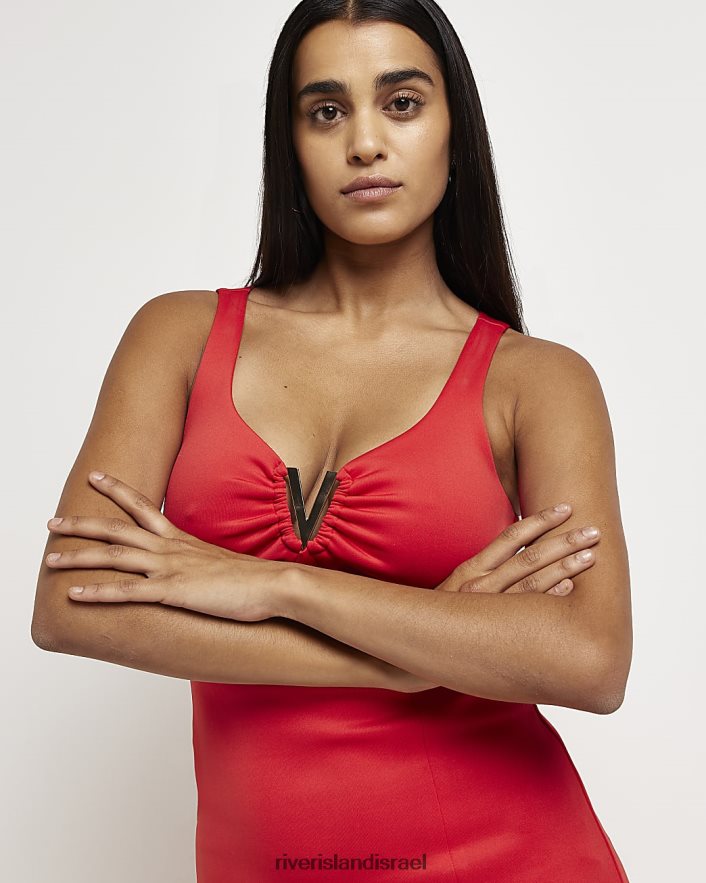 לבוש River Island שמלת מקסי של bodycon אָדוֹם נשים BDZ4082147