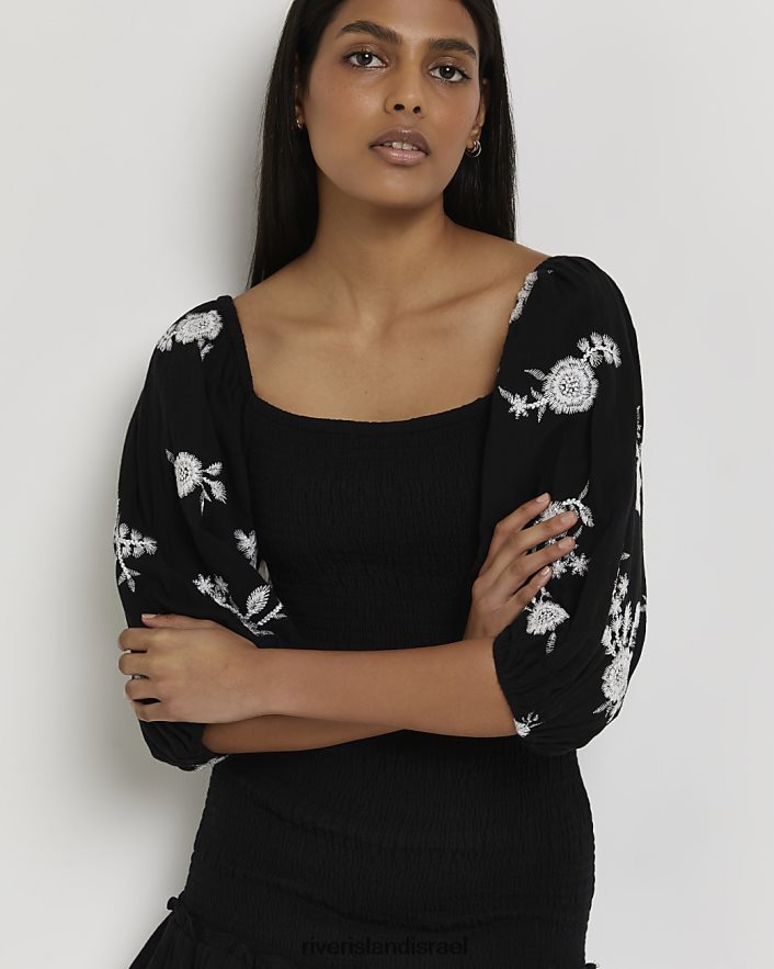 לבוש River Island שמלת מיני bodycon מעורפלת שָׁחוֹר נשים BDZ4082174