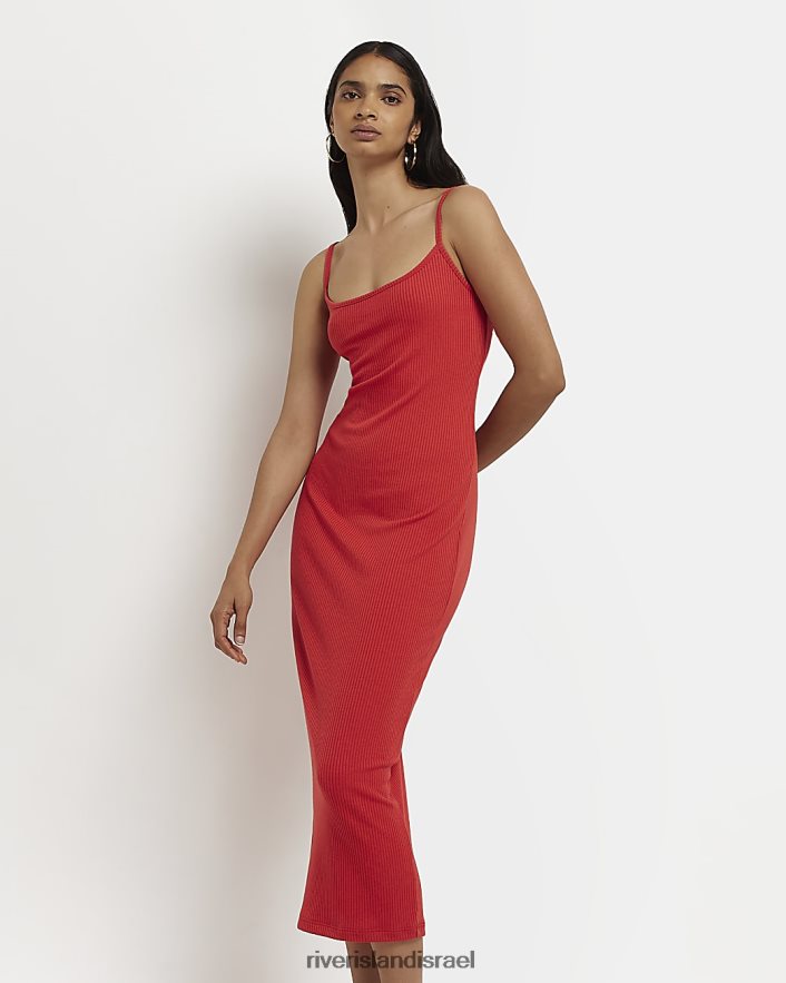 לבוש River Island שמלת מידי סרוגה bodycon אָדוֹם נשים BDZ4082175