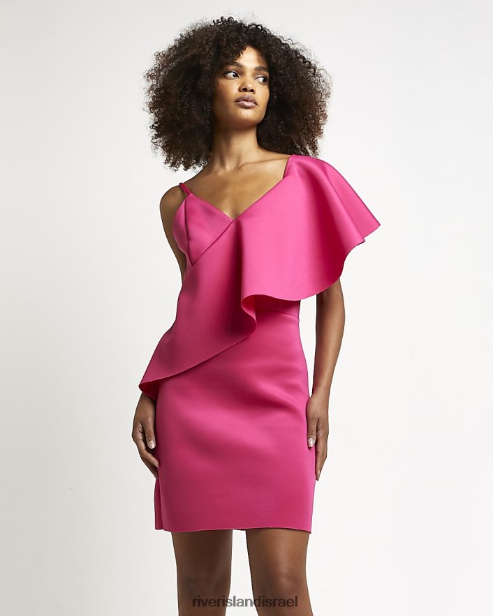 לבוש River Island שמלת מיני bodycon אסימטרית וָרוֹד נשים BDZ4082201