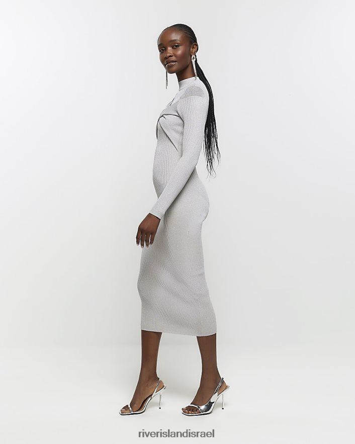 לבוש River Island שמלת מידי של bodycon כסף נשים BDZ40833