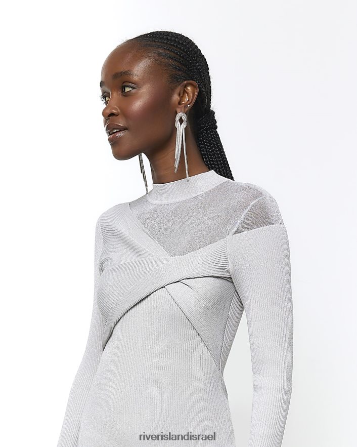 לבוש River Island שמלת מידי של bodycon כסף נשים BDZ40833