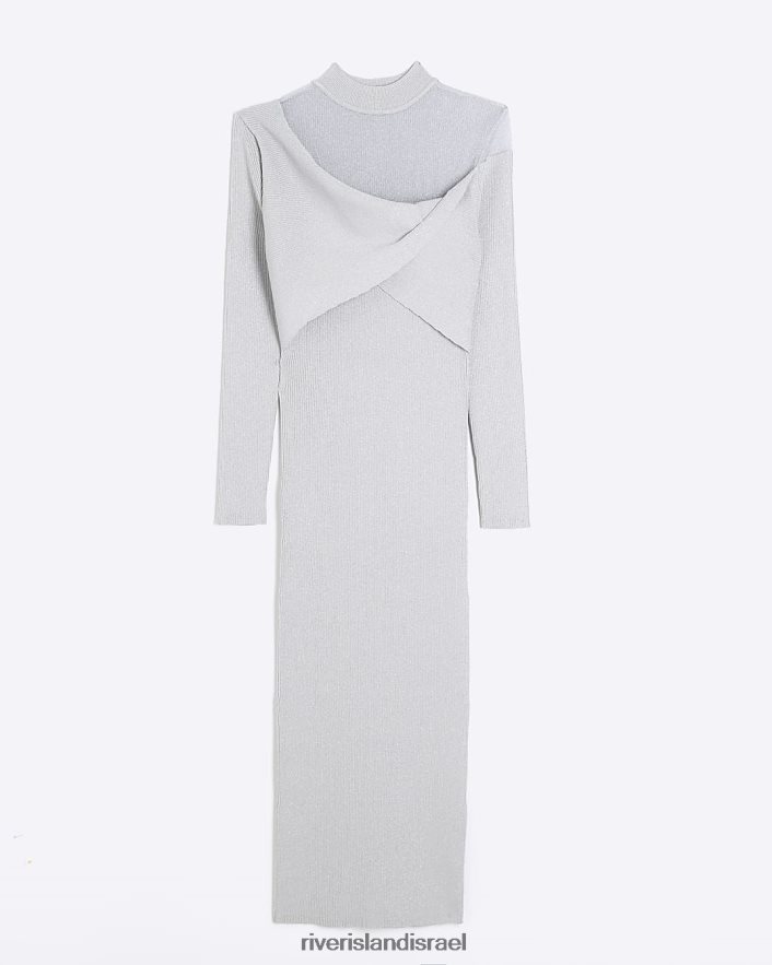 לבוש River Island שמלת מידי של bodycon כסף נשים BDZ40833