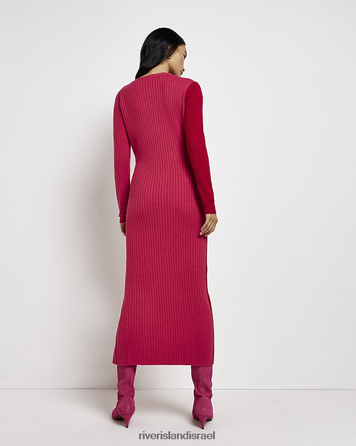 לבוש River Island שמלת מידי סריגה bodycon אָדוֹם נשים BDZ408365