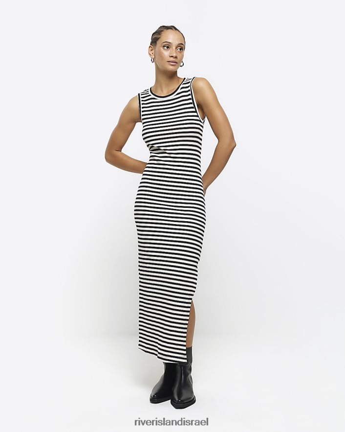 לבוש River Island שמלת מידי bodycon עם פסים שָׁחוֹר נשים BDZ4083840